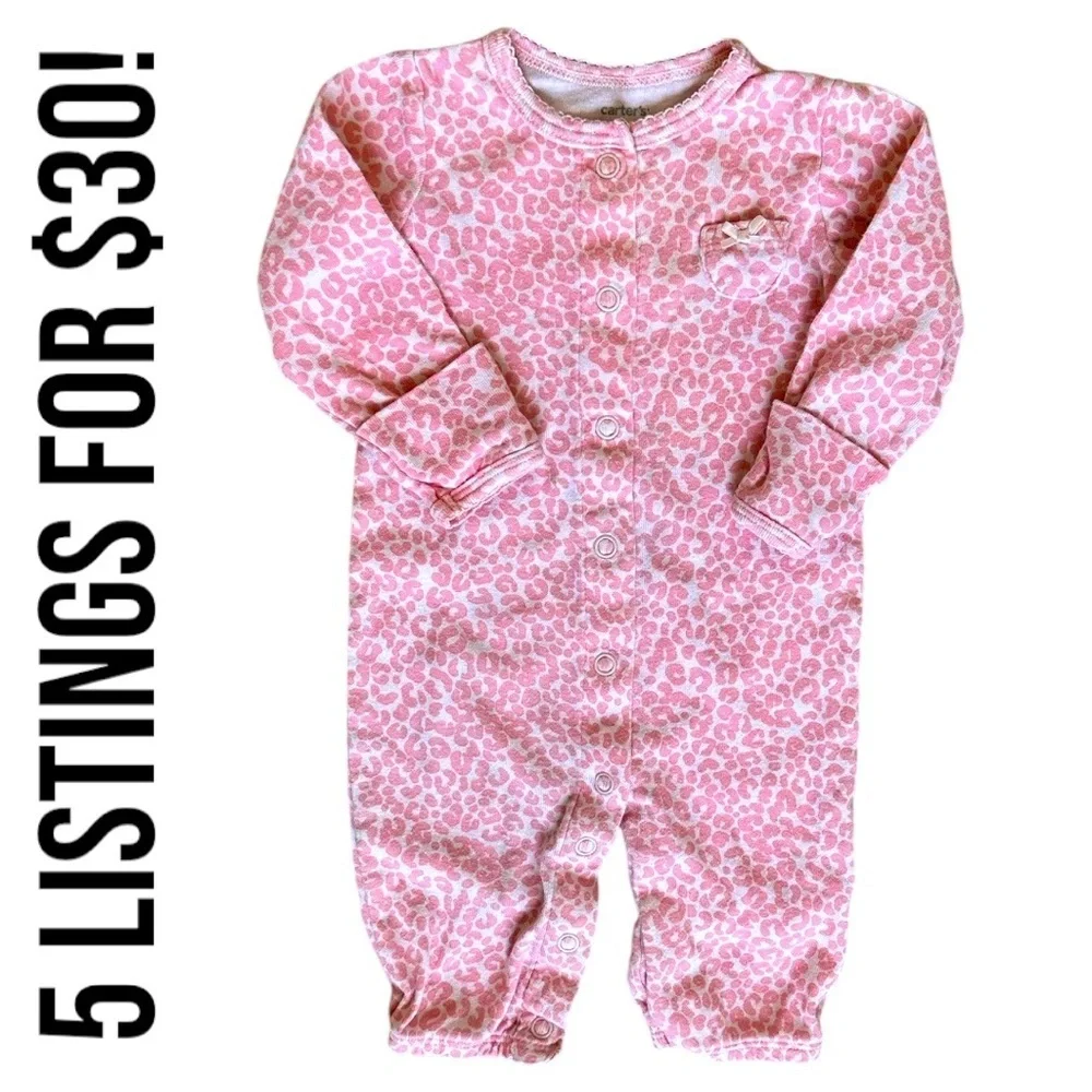 Carter’s animal print outfit baby girl Snap Down Footless One Piece 3 m baby